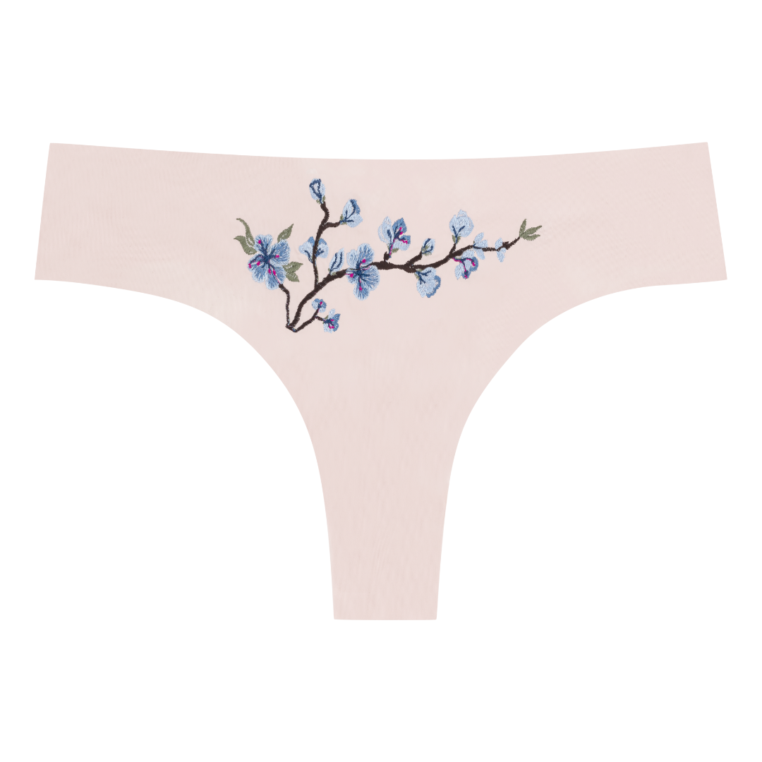 Cherry Embroidery Adjustable String Thong Panty