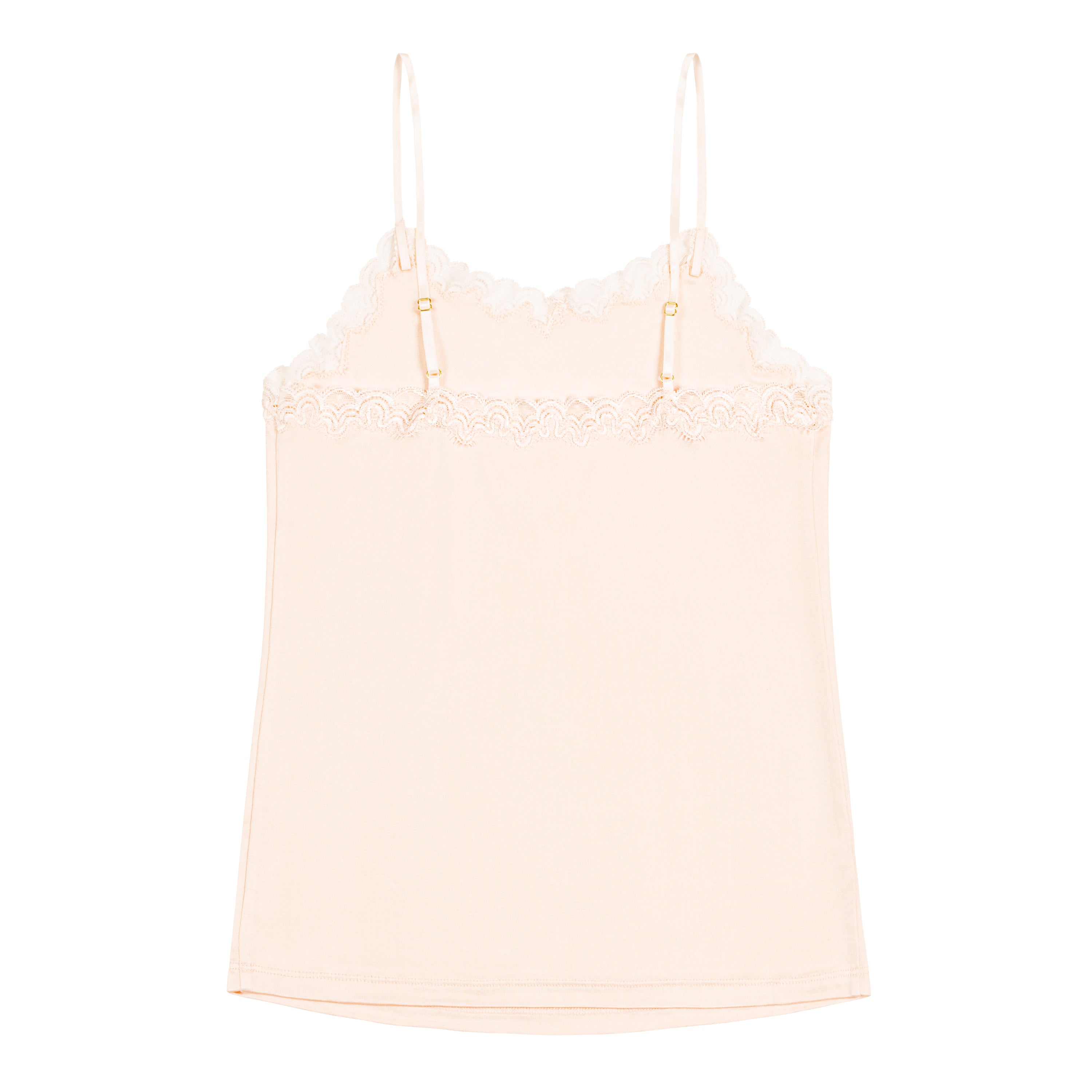 Lace-trimmed Satin Camisole Top - Light pink - Ladies