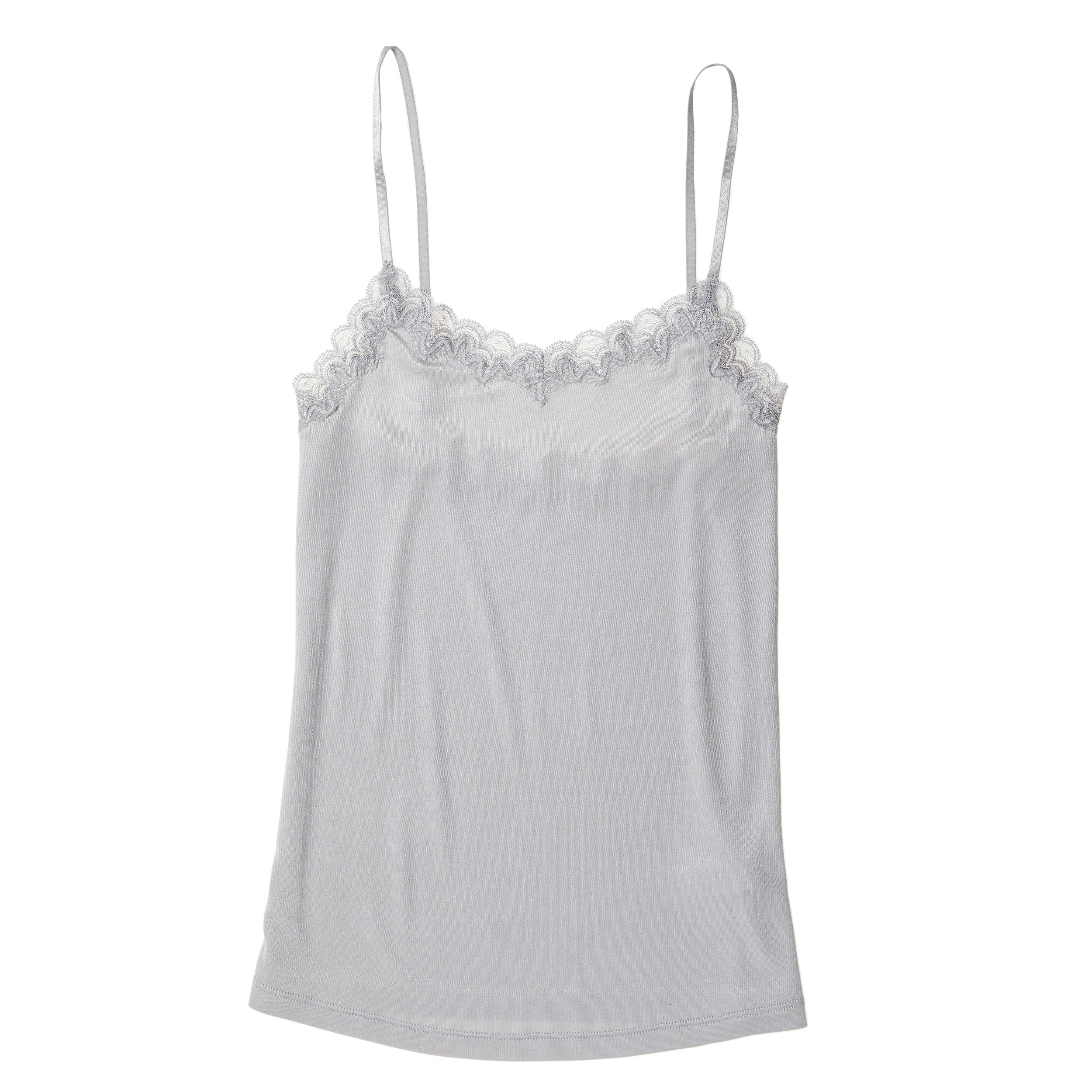 FALCON & BLOOM Cami Clean Grey Silk camisole top with lace